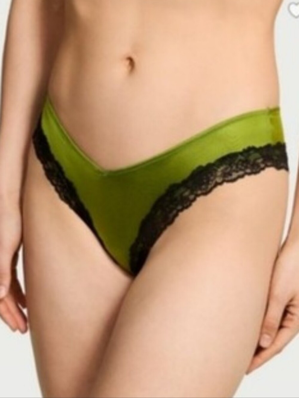 Victoria's secret VERY SEXY Lace-Trim High-Leg Cheeky Panty LARGE GREEN BLACK